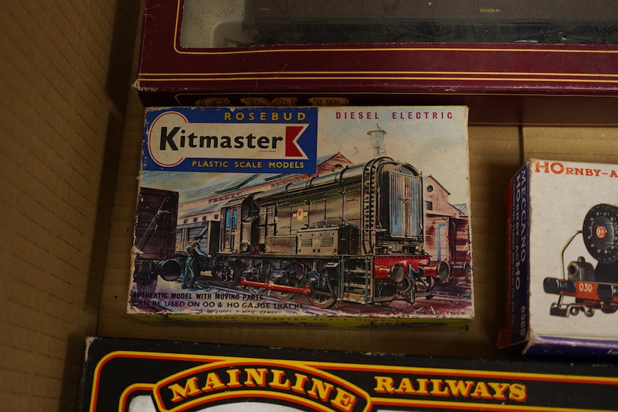 A quantity of 00 gauge model railway by Tri-ang, Mainline, Dapol, Bachmann, GMR, Hornby Dublo, etc. including; nine steam and diesel locomotives, together with boxed and unboxed freight wagons, coaches, kits and other mo